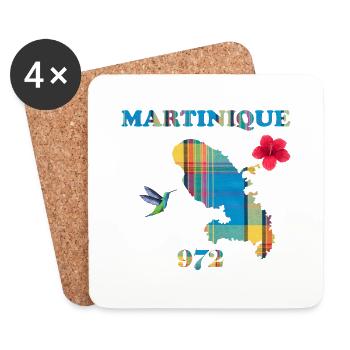 Martinique 972 - Dessous de verre (lot de 4) - blanc - Devant