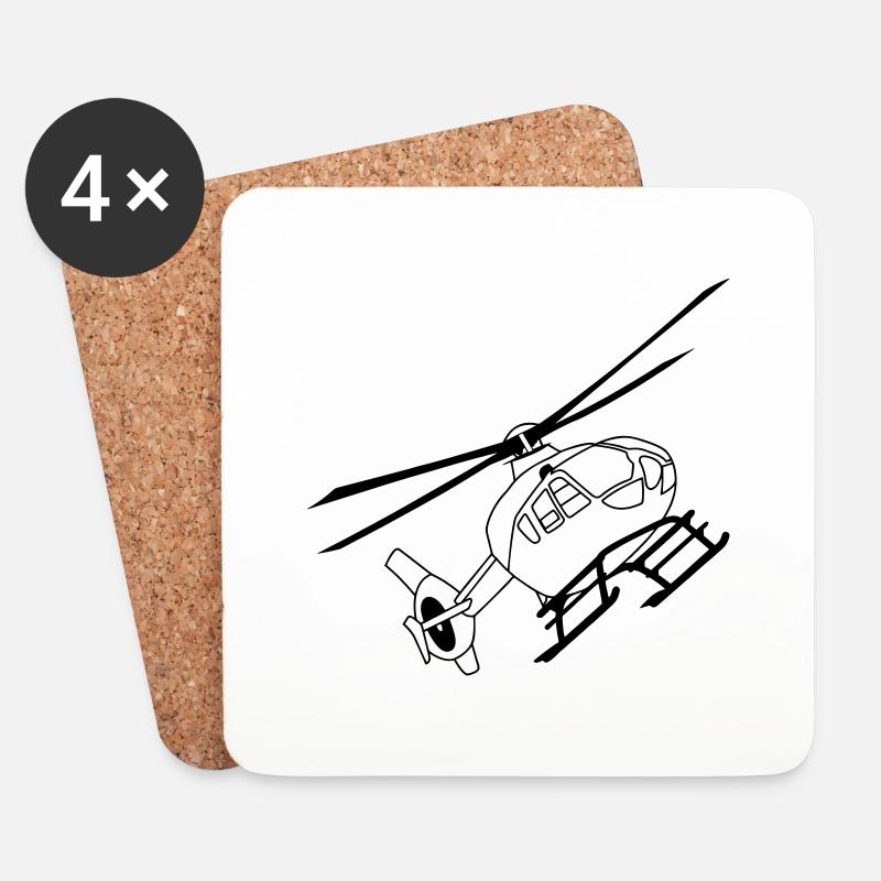 Hubschrauber Helikopter Helicopter - Untersetzer (4er-Set) - Weiß