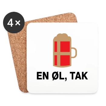 En øl tak Nord Dänemark Geschenk Spruch - Untersetzer (4er-Set) - Weiß - Vorne