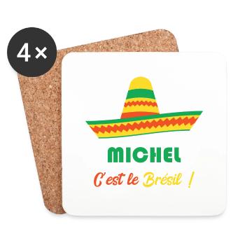 Michel c'est le Brésil ! - Dessous de verre (lot de 4) - blanc - Devant