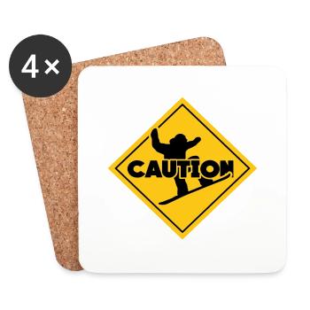 caution lenzerheide ski area - Coasters (set of 4) - white - Front