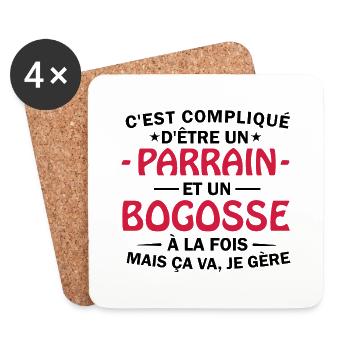 parrain et bogosse à la fois - Dessous de verre (lot de 4) - blanc - Devant