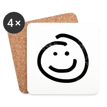 Smile croquis sourire plaisir plaisir heureux drôle - Dessous de verre (lot de 4) - blanc - Devant