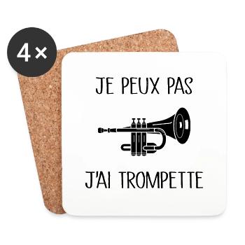 Je Peux Pas J'ai Trompette - Dessous de verre (lot de 4) - blanc - Devant