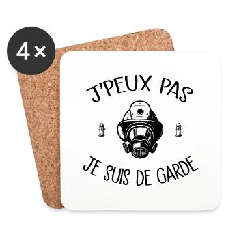 Je Peux Pas Je Suis De Garde Pompier - Dessous de verre (lot de 4) - blanc - Devant