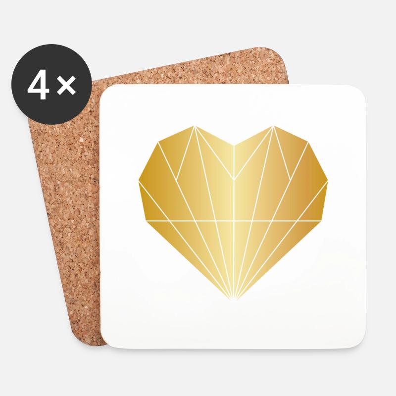 Herz Diamant Gold - Untersetzer (4er-Set) - Weiß