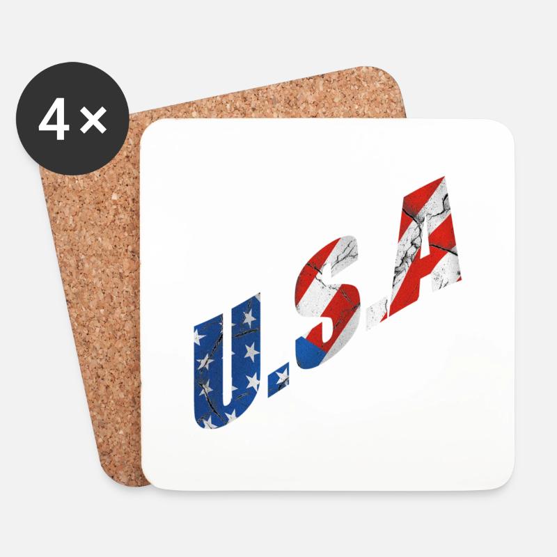 usa - Untersetzer (4er-Set) - Weiß