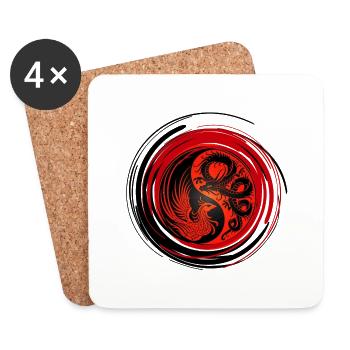 Yin Yang, Symbole de Yin Yang, Taoïsme de Yin Yang, Y - Dessous de verre (lot de 4) - blanc - Devant