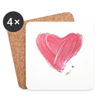 coeur amour sang idée de cadeau chéri - Dessous de verre (lot de 4) - blanc - Devant
