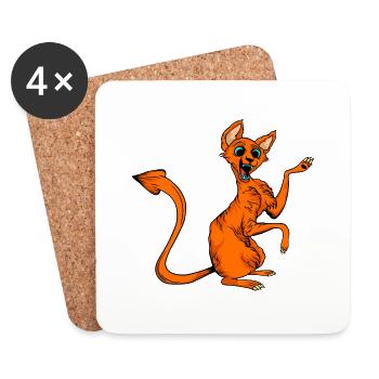 Chats drôles 3 - Dessous de verre (lot de 4) - blanc - Devant