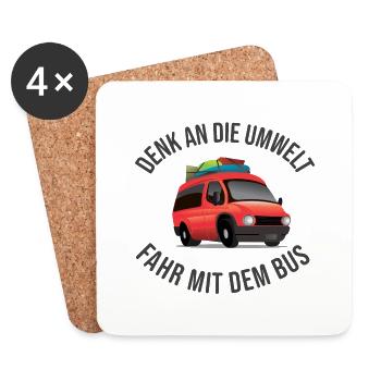 Umwelt - Fahr mit dem Bus Geschenkidee Camper - Untersetzer (4er-Set) - Weiß - Vorne