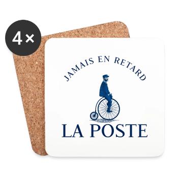 LA POSTE - vélo vintage - Jamais en retard - Dessous de verre (lot de 4) - blanc - Devant