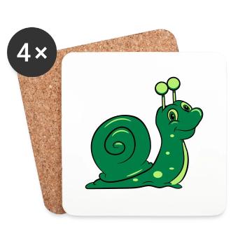 Escargot drôle enfants - Dessous de verre (lot de 4) - blanc - Devant