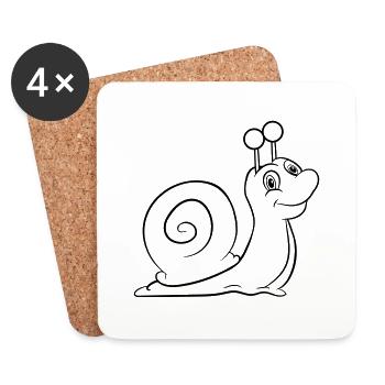 Escargot drôle enfants - Dessous de verre (lot de 4) - blanc - Devant