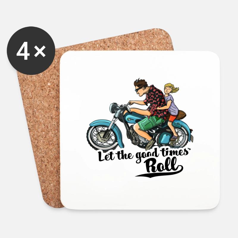 Retro Motorrad Cool - Papa und Mädchen | Easy - Untersetzer (4er-Set) - Weiß