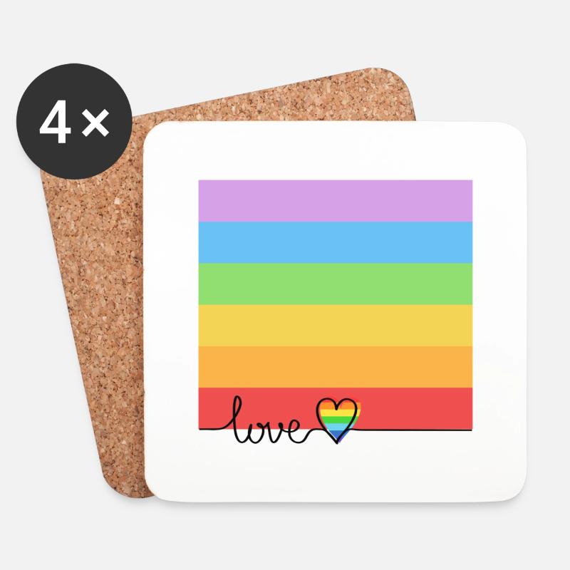Regenbogen, LGBT, Rainbow, Gay Pride, Love - Untersetzer (4er-Set) - Weiß