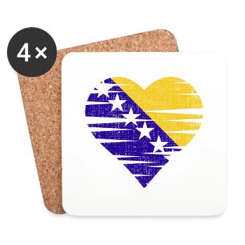 Bosnian flag heart by the Manzanita`s - Untersetzer (4er-Set) - Weiß - Vorne