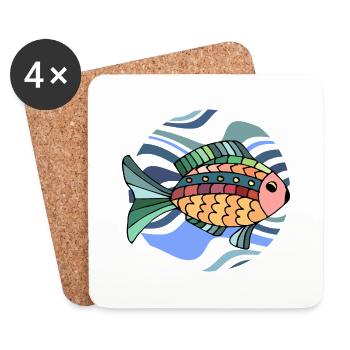 poisson - Dessous de verre (lot de 4) - blanc - Devant