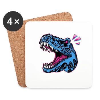 T rex Maori Pop - Dessous de verre (lot de 4) - blanc - Devant
