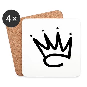 Emoji Krone Kronen Skizze schwarz - Untersetzer (4er-Set) - Weiß - Vorne