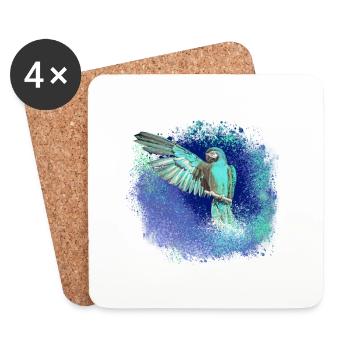 sittich ara,,vogel,graffiti,mint,blau,brush,spray - Untersetzer (4er-Set) - Weiß - Vorne
