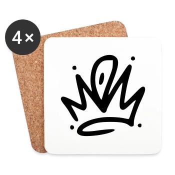 Emoji crown crowns sketch black - Coasters (set of 4) - white - Front
