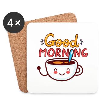 Good morning with coffee - Coasters (set of 4) - white - Front