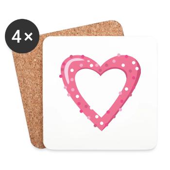 Pink heart - Coasters (set of 4) - white - Front