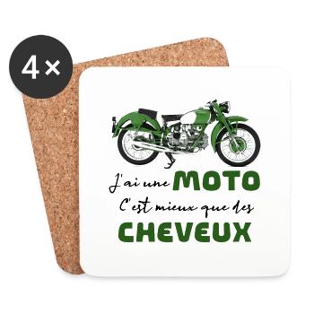 homme humour moto - Dessous de verre (lot de 4) - blanc - Devant
