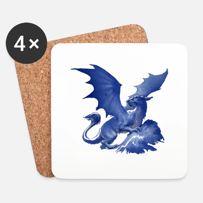 drache ,blau,malerei,graffiti,aquarell - Untersetzer (4er-Set) - Weiß