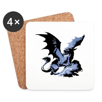 drache schwarz,malerei,graffiti, bunt,illustration - Untersetzer (4er-Set) - Weiß - Vorne