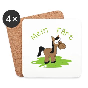 Mein Färt Pferd witziges Lustiges mit Pferden - Untersetzer (4er-Set) - Weiß - Vorne