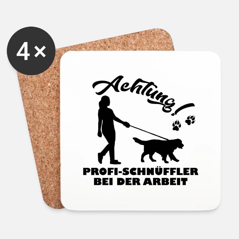 Achtung Profi Schnüffler Geschenk Mantrailing - Untersetzer (4er-Set) - Weiß