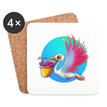 Pelican Delivery - Dessous de verre (lot de 4) - blanc - Devant