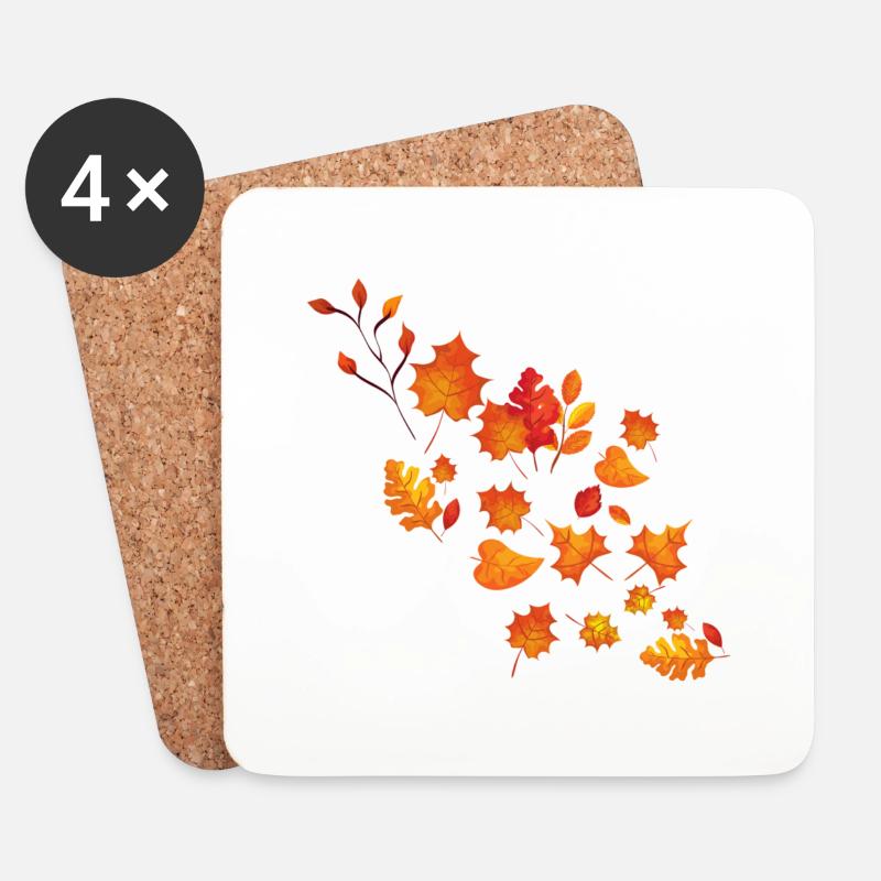 Bunte Herbst Blätter - Untersetzer (4er-Set) - Weiß