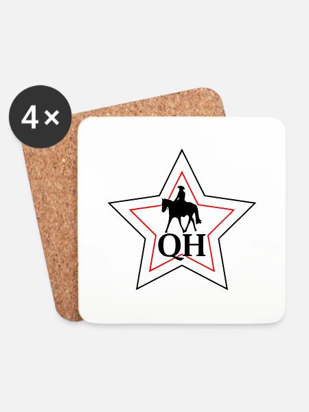 Westernreiter im Jog QH im Stern - Untersetzer (4er-Set) - Weiß
