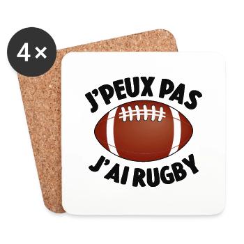 Je Peux Pas J'ai Rugby Idée Cadeau De Rugby - Dessous de verre (lot de 4) - blanc - Devant