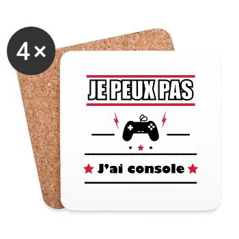 Je peux pas j'ai console,geek,gamer,gaming - Dessous de verre (lot de 4) - blanc - Devant