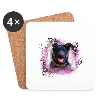 hund,schäferhund,welpe,rottweiler - Untersetzer (4er-Set) - Weiß - Vorne
