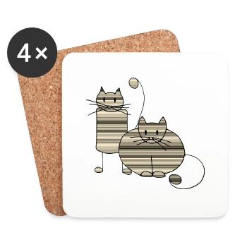 Katzen - Untersetzer (4er-Set) - Weiß - Vorne