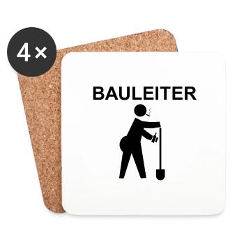 BAULEITER Bauarbeiter Manager Baustelle Lustig - Untersetzer (4er-Set) - Weiß - Vorne
