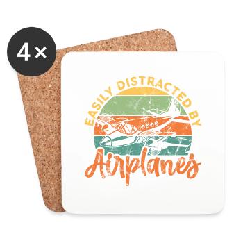 Facilement distrait par le pilote d’avion - Dessous de verre (lot de 4) - blanc - Devant