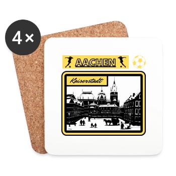 Aachen Kaiserstadt Nostalgie Fan Ölbilddesign - Untersetzer (4er-Set) - Weiß - Vorne