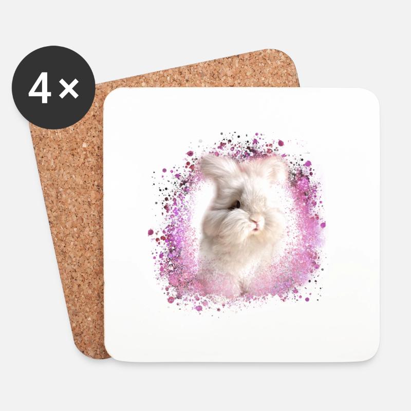 angora kaninchen,kaninchen, graffiti, pink,hase - Untersetzer (4er-Set) - Weiß