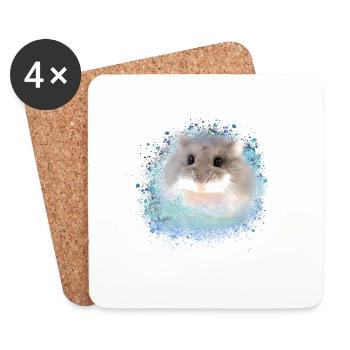 hamster nain, hamster, brun, graffiti, peinture - Dessous de verre (lot de 4) - blanc - Devant