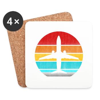 avion - Dessous de verre (lot de 4) - blanc - Devant