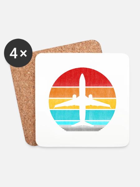 airplane - Coasters (set of 4) - white
