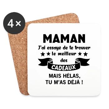 Maman j'ai essayé de te trouver meilleur cadeaux - Dessous de verre (lot de 4) - blanc - Devant