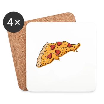 Pizza Is My Valentine Anti Valentine's Day Single - Coasters (set of 4) - white - Front