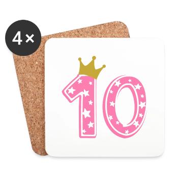 10 Krone 10. Geburtstag 10 Jahre - Untersetzer (4er-Set) - Weiß - Vorne